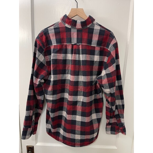 Jachs MFG Co. Red Black Grey Checkered Plaid Flannel Shirt - Men's Large - Picture 2 of 10